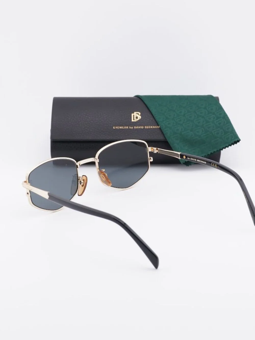 David Beckham DB 1129/S 0RHL IR Geometric Sunglasses - Gold / Grey